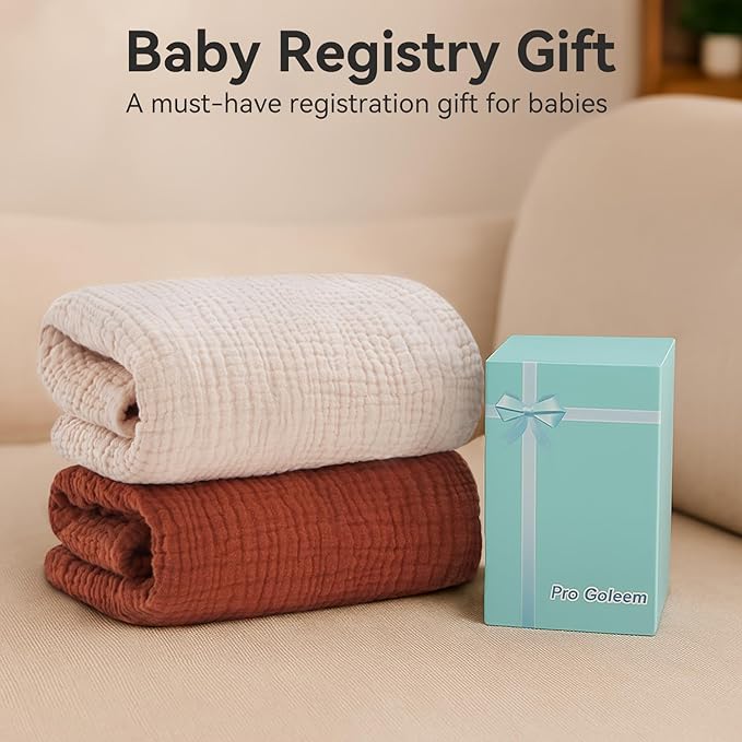 Pro Goleem Muslin Bassinet Sheets, 100% Cotton Breathable Soft Fitted Baby Pad Protector for Boys Girls, Fit Oval/Hourglass/Rectangular Bassinet Mattress, Neutral, 2 Pack (Brown＆Beige)