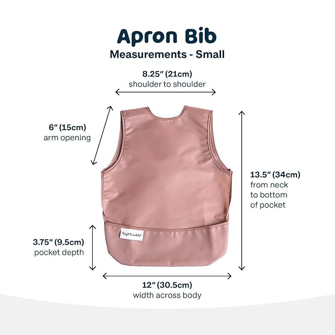 Tiny Twinkle Mess Proof Baby Bibs | 2 Pack Waterproof Toddler Bib for Eating | Baby Apron for Feeding, Machine Washable, Perfect Shower Gift (Taupe Dandelion, 6–24M)