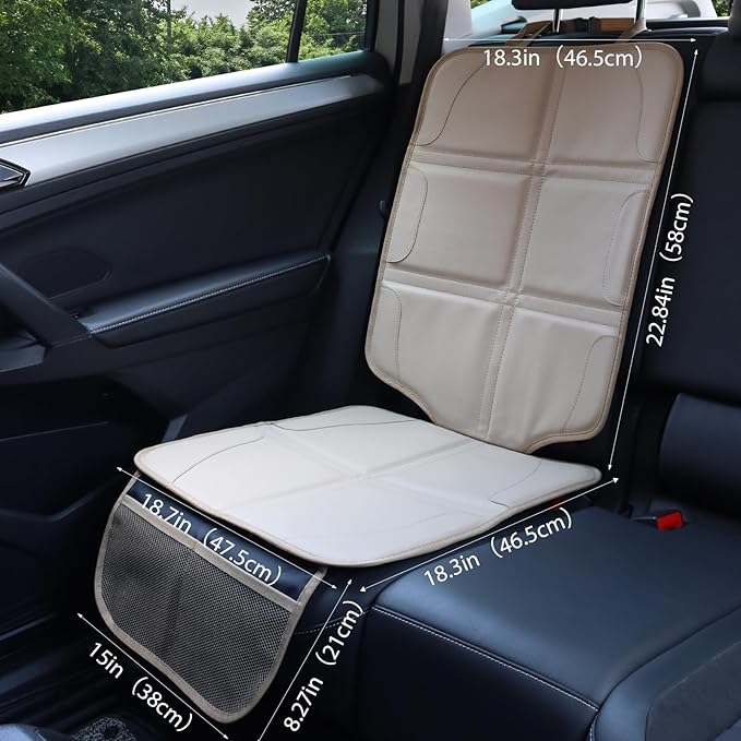 Car Seat Protector,Extra Thick Car Seat Covers Non-Slip Waterproof Mat Pad Leaving No Imprints Marks for Child Baby Pet Truck SUV Automobile (Beige-B)