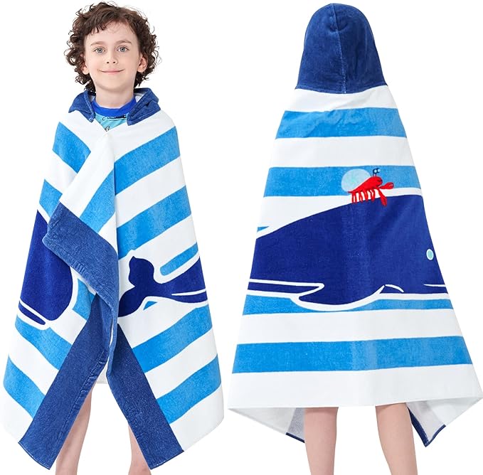 Kids Bath Towels, Kids Towel Girls Boys Hooded Beach,Bathroom,Pool Swim Towels 30 × 50 INCH Large Size Ultra Absorbent Cute Cartoon Animal Full Vitality 100% Cotton Wearable Wrap for Child