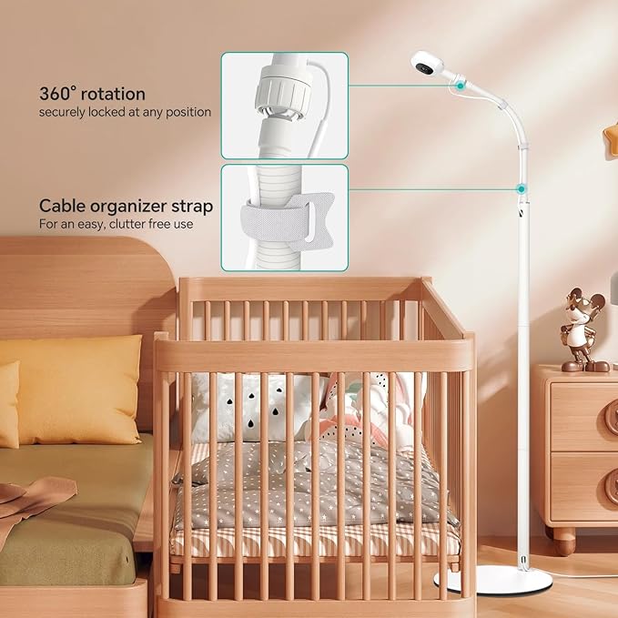 Upgraded Nanit Floor Stand, Heavy-Duty Nanit Pro Baby Monitor Stand Adjustable Gooseneck Holder Compatibility for Nanit Pro/Plus/Original Cameras, No Tools or Wall Damage (Camera Not Included)