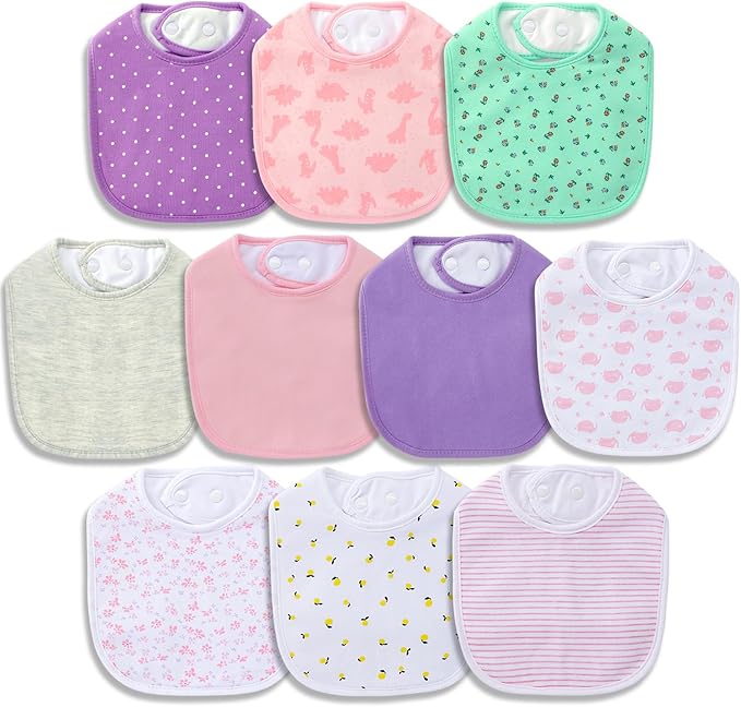 Hakochia Waterproof Baby Bibs Organic Cotton Super Soft and Absorbent With Adjustable Snap for Baby Boys and Girls