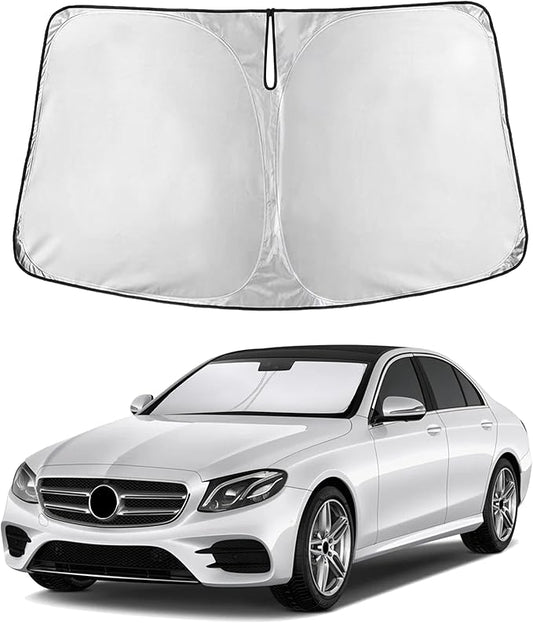 EcoNour Windshield Sun Shade Compatible for Mercedes Benz E Class 2010-2016 Front Window Sunshade Foldable Sun Visor UV & Heat Blocking Protection