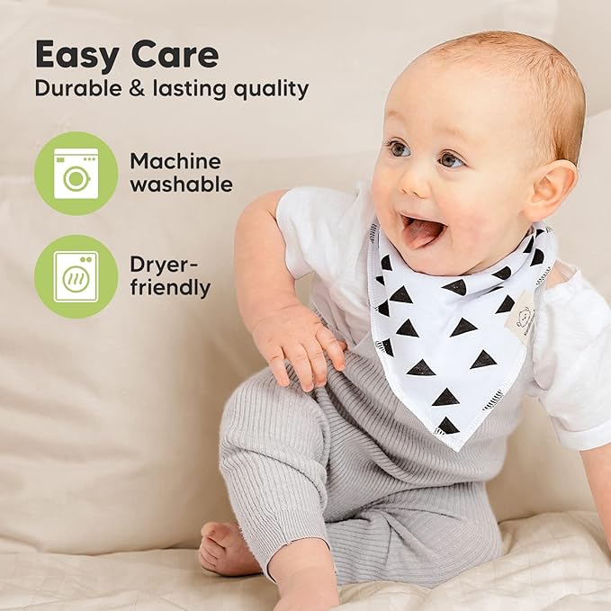 KeaBabies 8-Pack Organic Baby Bandana Bibs for Boys, Girls - Super Absorbent Triangle Baby Bibs for Drooling and Teething Infant, 100% Cotton Extra Soft for Newborn, Infant 0-36 Months (Grayscape)