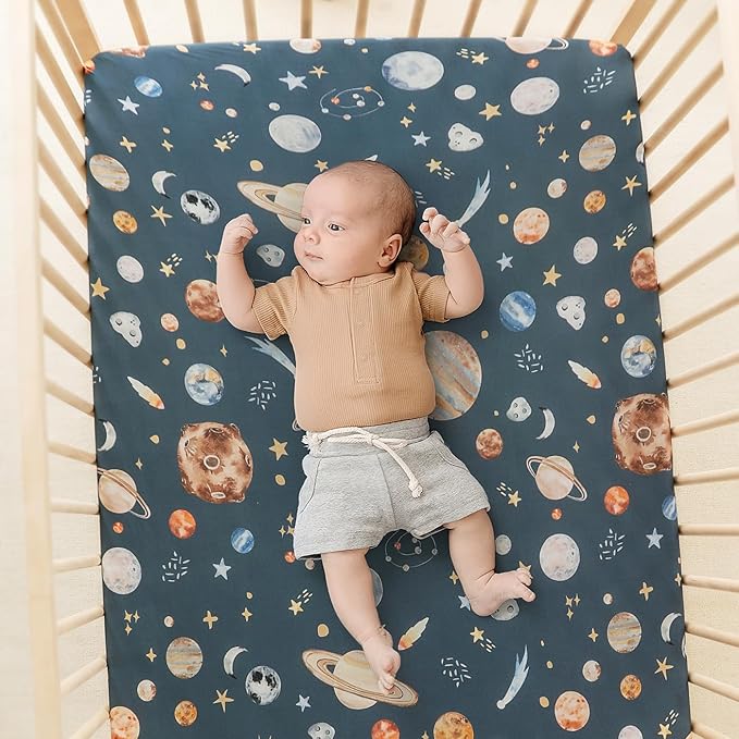 GRSSDER Stretch Ultra Soft Jersey Knit Fitted Crib Sheets Set 2 Pack, Universal Fit All Standard Crib Mattress Pads Safe and Snug, Crib Fitted Sheet with Deep Pocket, Original Design for Baby
