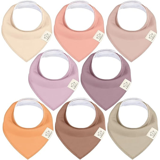 KeaBabies 8-Pack Organic Baby Bandana Bibs for Girls - Super Absorbent Triangle Baby Bibs for Drooling and Teething Infant, 100% Cotton Extra Soft for Newborn, Infant 0-36 Months (Mauve)