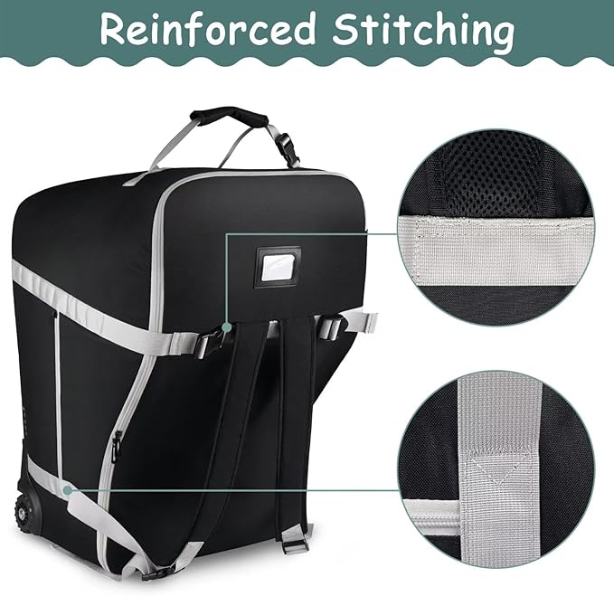 Infant Car Seat Travel Bag Backpack for Airplane, Fits Doona Car Seat Stroller and Base, Padded Carseat Cover for Air Travel, Nuna Pipa Car Seat Travel Bag with Wheels