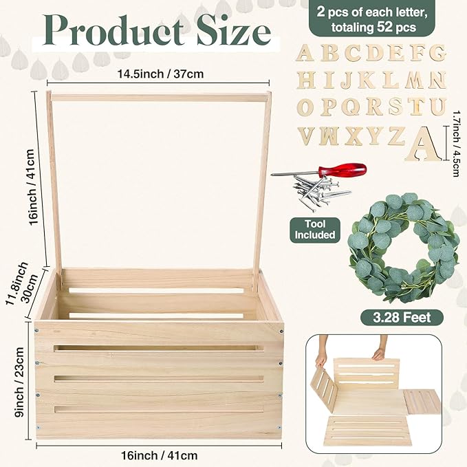 Barydat Wooden Baby Shower Crate Closet, Baby Basket with Handle, Personalized Basket Gifts, Easy Assembly Baskets for Newborn Boy Girl Welcome Gift for New Mom Parents(Wood Color)