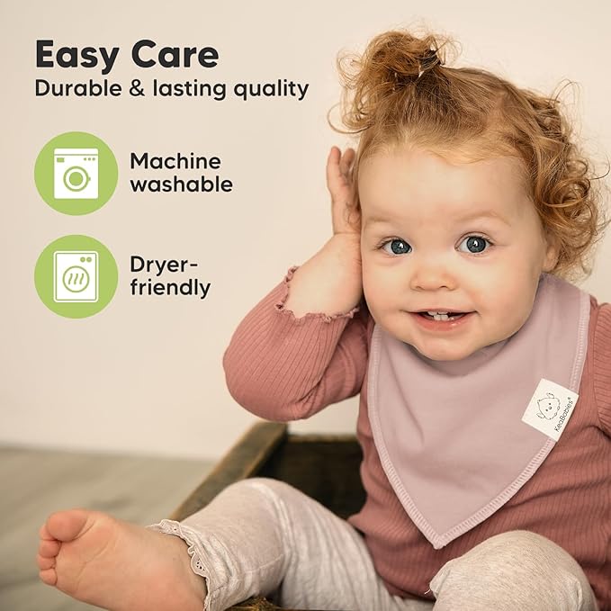 KeaBabies 8-Pack Organic Baby Bandana Bibs for Girls - Super Absorbent Triangle Baby Bibs for Drooling and Teething Infant, 100% Cotton Extra Soft for Newborn, Infant 0-36 Months (Mauve)