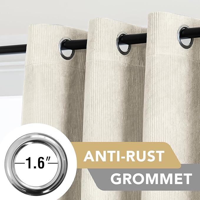 H.VERSAILTEX Velvet 100% Blackout Curtains for Living Room Full Light Blocking Curtains Thermal Insulated Room Window Drapes Soft Luxury Curtains Grommet Top 2 Panels (55" W x 63" L, Sand)