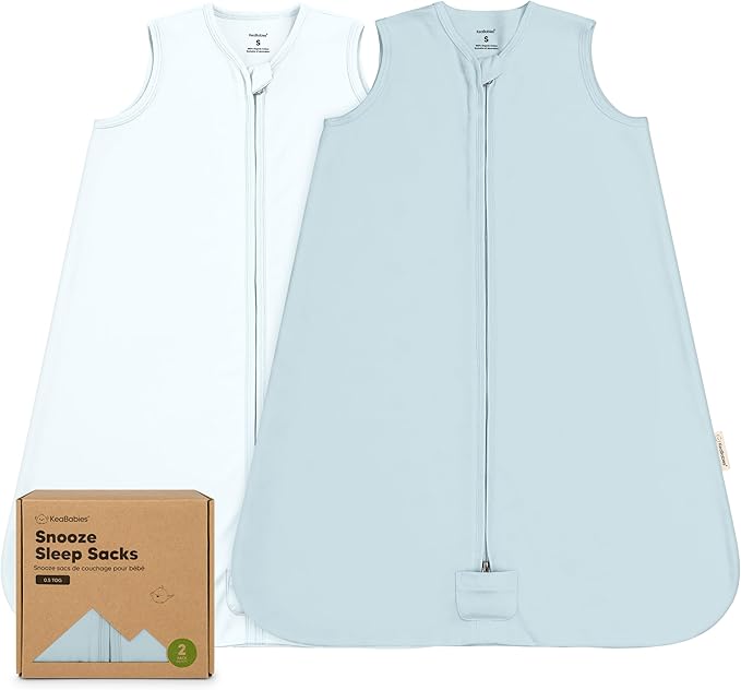 2-Pack Baby Sleep Sacks, Zipper Wearable Blanket - 0.5TOG Organic Cotton, Lightweight, Soft Cozy Infant Sleeping Sack 3-6 months, Easy to Wear Small Newborn Transition Swaddles Sleepsacks (Glacier)