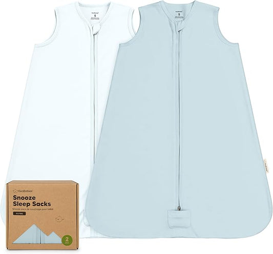 2-Pack Baby Sleep Sacks, Zipper Wearable Blanket - 0.5TOG Organic Cotton, Lightweight, Soft Cozy Infant Sleeping Sack 3-6 months, Easy to Wear Small Newborn Transition Swaddles Sleepsacks (Glacier)