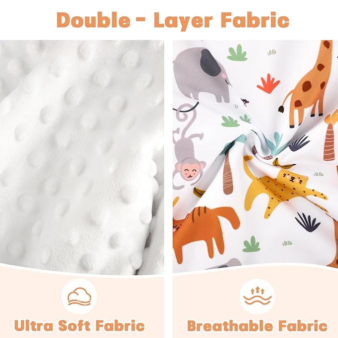 Car Seat Cover Baby, HNHUAMING Infant Car Seat Covers Canopy for Baby Girl Boy, Cozy & Windproof Newborn Carseat Covers Minky Dot Backing Stroller Cover with Breathable Mesh Window, Animals