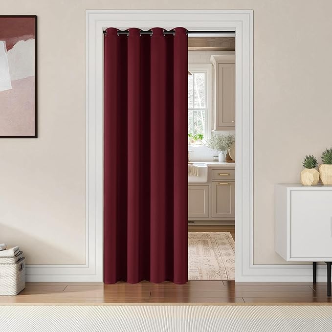 ChrisDowa Grommet Blackout Curtains for Bedroom - Thermal Insulated Room Darkening Curtains for Living Room (1 Panel Set, Burgundy Red,52W x 84L)
