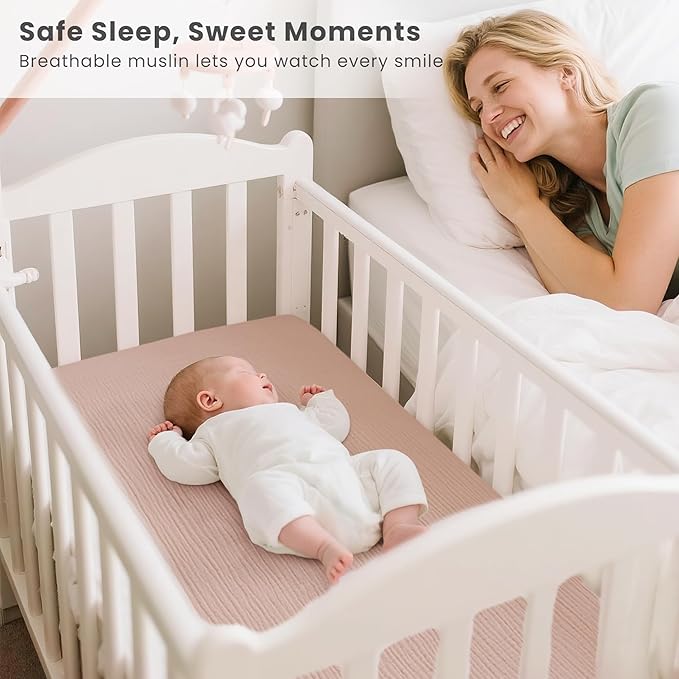 Konssy 2 Pack Muslin Bassinet Sheets for Baby Boy, 100% Cotton Soft Breathable Bassinet Mattress Sheets Fit for Hourglass Oval Cradle Rectangle Mattress (Soft Blooms,Taupe)