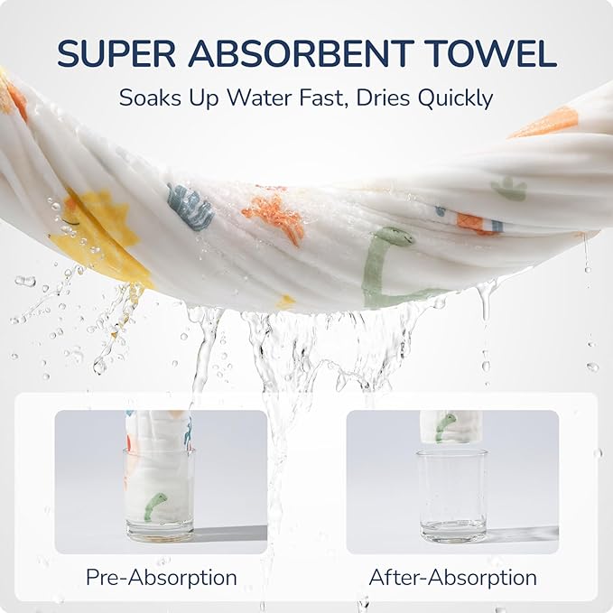 Toddler Hooded Bath Towels,100% Cotton Muslin Baby Towels for Boys Girls,Ultra Soft & Absorbent Quick Dry Kids Towel for Beach,Pool,Bathroom,Large 43x43 Inch