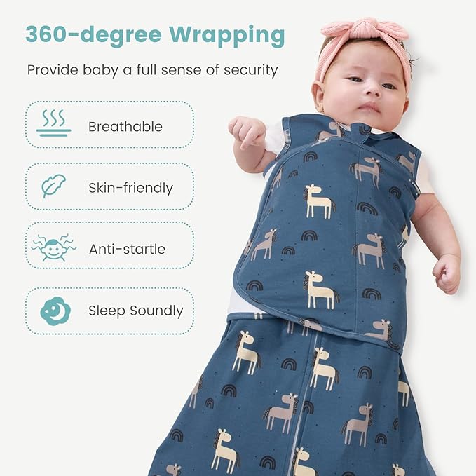 LILBESTIE Baby Swaddle Sleep Sack, 1.0 Tog New-Parent-Friendly Swaddle for Newborns & infant 6-12 Months Baby Wearable Blanket Reduce Startle Reflex, Newborn Boys Girls Registry Essentials