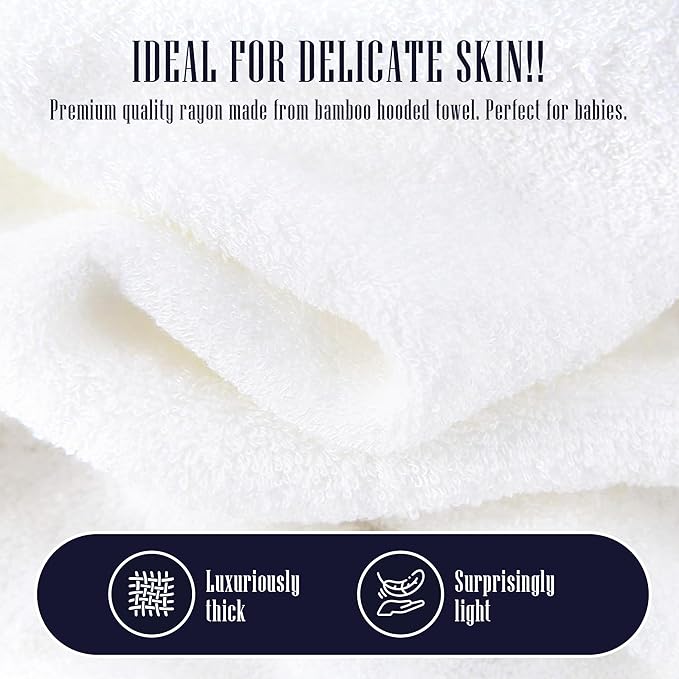 2 Pack Baby Bath Towel - Rayon Made from Bamboo, Ultra Soft Hooded Towels for Babies,Toddler,Infant - Newborn Essential -Perfect Baby Registry Gifts (White and Dark Grey, 30x30 Inch)