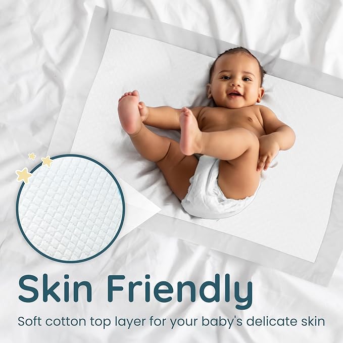Reli. Premium XL Disposable Baby Changing Pad Liners | XL 24" x 18" | 110 Pack | Super Absorbent, Soft, Leak-Proof, Waterproof, Quick Dry | Carry on The Go for Quick Diaper Changes (White)