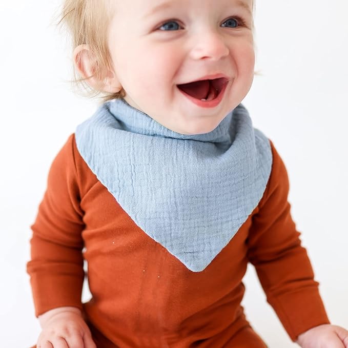 Konssy Muslin Baby Bibs 10 Pack Baby Bandana Drool Bibs 100% Cotton for Unisex Boys and Girls, Soft Absorbent Set for Teething and Drooling