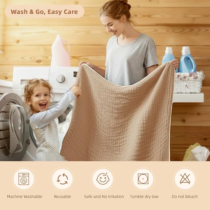 Hooded Baby Bath Towels for Newborn 2 Pack – 6-Layer 100% Muslin Cotton Baby Towels with Hood for Babies, Infants & Toddlers – Large 32x32 Inch Soft Absorbent Unisex Newborn Bath Essentials