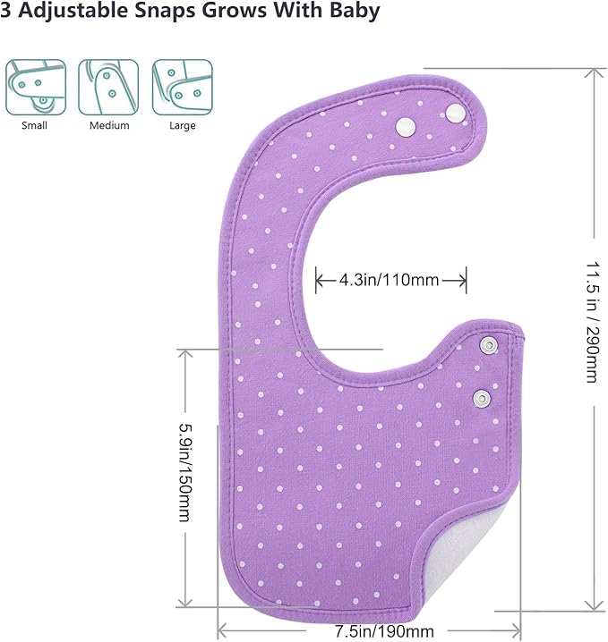 Hakochia Waterproof Baby Bibs Organic Cotton Super Soft and Absorbent With Adjustable Snap for Baby Boys and Girls