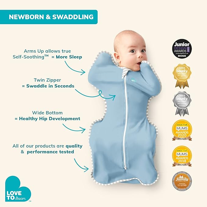 Love to Dream Warm Swaddle UP 2.5 TOG Baby Sleep Sack for Autumn & Winter | Arms Up Position for Self-Soothing, Calms Startle Reflex | Small 8-13 lbs, White Dreamer