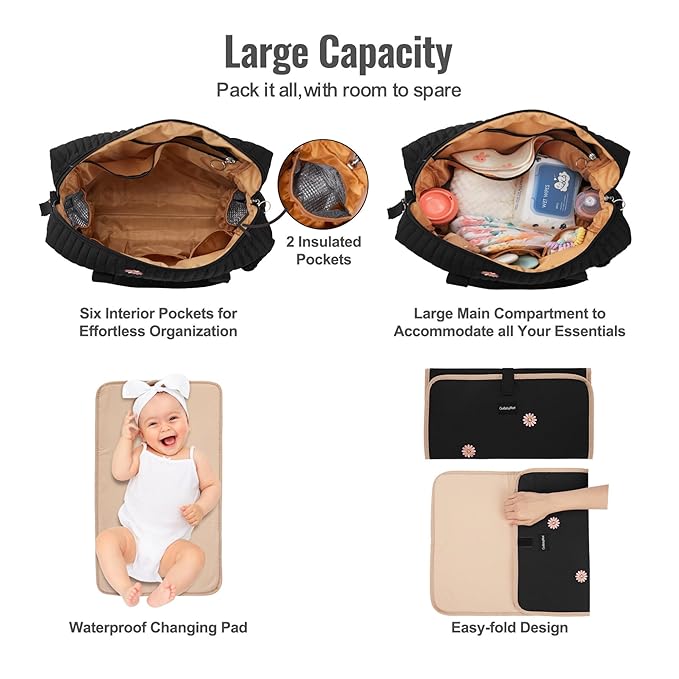3pc Diaper Bag Tote Set, Hospital Bag for Labor & Delivery, Maternity Travel Bag with Changing Pad & Pacifier Case