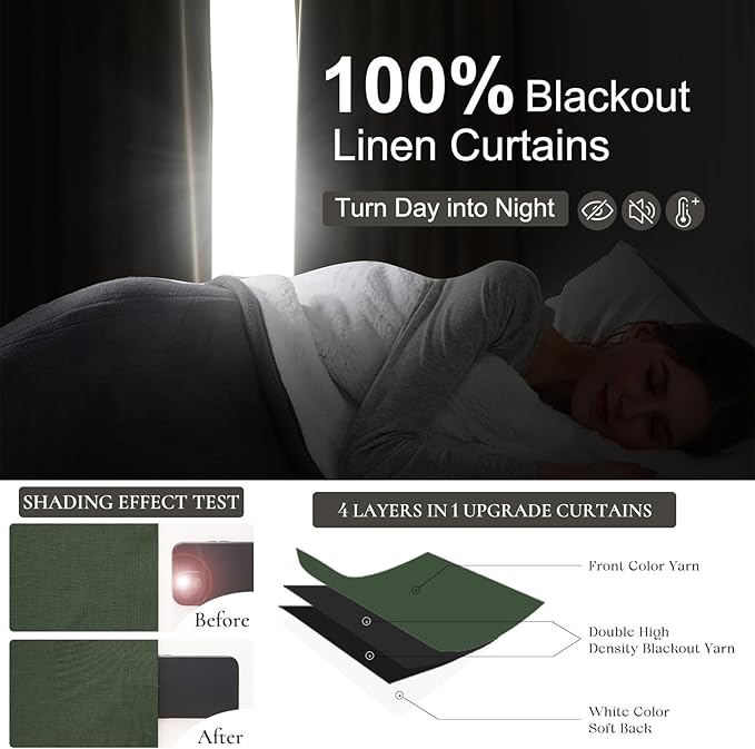Curtains 70 Inch Length Extra Wide Pinch Pleated Blackout Curtain for Sliding Glass Door/Living Room, Farmhouse Olive Green Thick Heavy Duty Insulated Large Window Drapes (70"Wx90"Lx2Panels Loden)