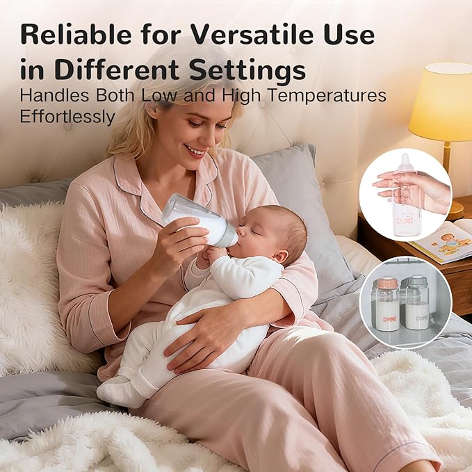 COMI Natural Glass Baby Bottle,Breastmilk Storage Bottle for Fridge,Wide Neck Breast Milk Container with Dome Cap,Fits Breast Pumps & Nipples,BPA Free,4PCS (6oz,4 Gray Lids)