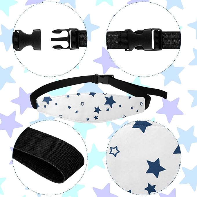 HESTYA 2 Pieces Baby Carseat Head Support Band Strap Headrest Stroller Seat Sleeping Headrest Neck Relief Head Strap Headband for Kids Children Toddler Infant(Star)