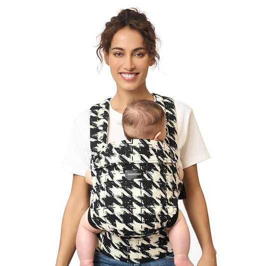 Momcozy Baby Carrier - Ergonomic, Cozy and Lightweight Carrier for 7-45lbs, Effortless to Put On, Ideal for Hands-Free Parenting, Enhanced Lumbar Support, Houndstooth
