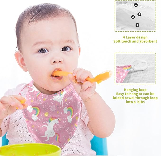 vvfelixl Baby Muslin Washcloths White Unicorn Rainbow Star Baby Burp Cloths Cotton Baby Face Towel for Newborn Infants Boys Girls Soft and Absorbent 11.8 X 11.8 in, 3 Pack