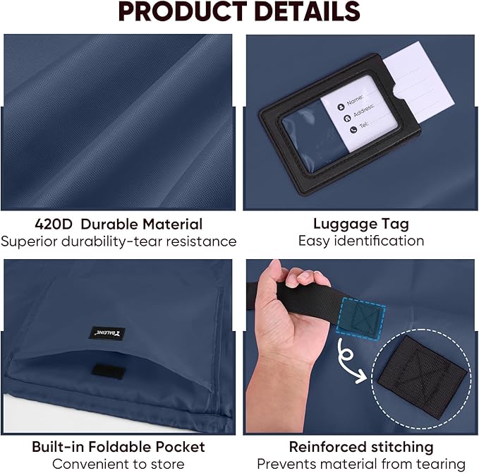 BALEINE Car Seat Travel Bag for Airplane, Water-Resistant Car Seat Bags for Air Travel, Foldable Cover with 3 Handles, Fits Toddler Carseat, Convertible and Booster Seats(Blue)