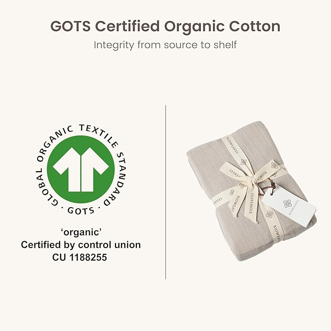 Bioweaves Organic Cotton Muslin Crib Sheet, GOTS Certified Fitted Crib Mattress Sheet, Extra Soft & Breathable for Toddler, Baby Boys & Girls, 52" x 28”, 8 Inch Pocket, Wind Chime