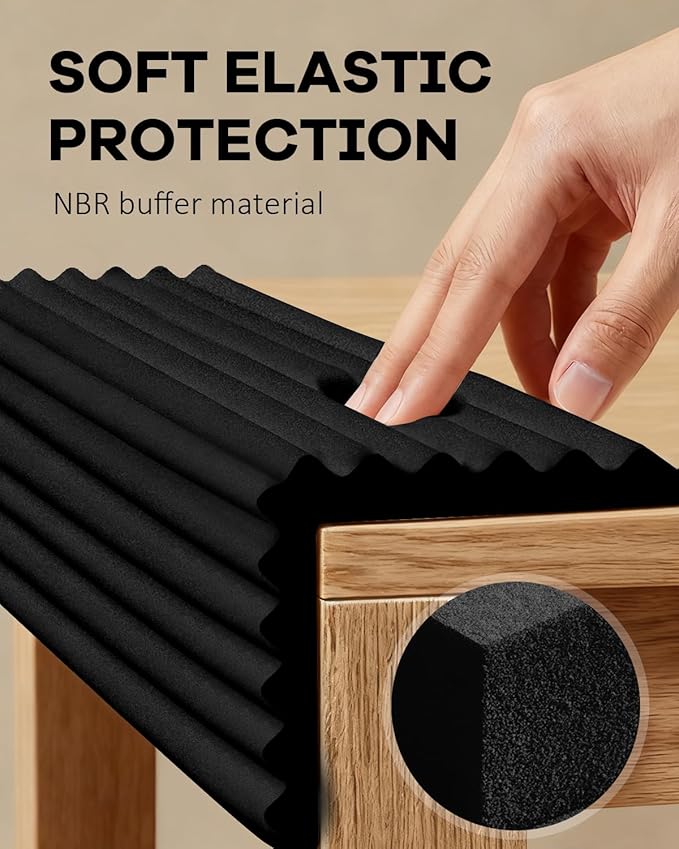 W Wide Edge Protector Strip Extra Thick Baby Proofing Bumper Guard with Strong Adhesive Child Safety for Table Desk Bed Cabinet Furniture in Home and Nursery (Black)