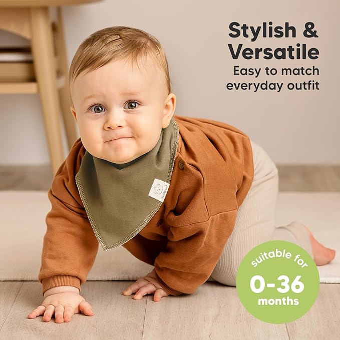 KeaBabies 8-Pack Organic Baby Bandana Bibs for Boys, Girls - Super Absorbent Triangle Baby Bibs for Drooling and Teething Infant, 100% Cotton Extra Soft for Newborn, Infant 0-36 Months (Daybreak)