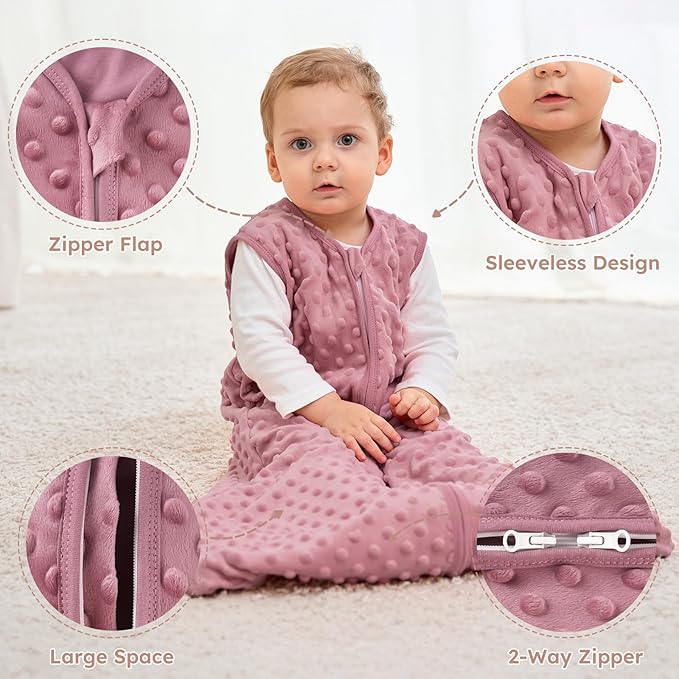 Yoofoss Fleece Baby Sleep Sack 18-24 Months with Plush Dots, TOG 1.5 Baby Wearable Blanket with 2-Way Zipper, Cotton Toddler Sleep Sack Fleece