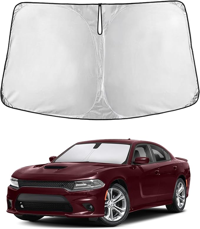 Econour Windshield Sunshade for Dodge Charger 2011-2021 2022 2023, Sun Visor for Front Windshield & Window Sun Shade Cover, UV Heat Blocker & Protector, Car Accessories
