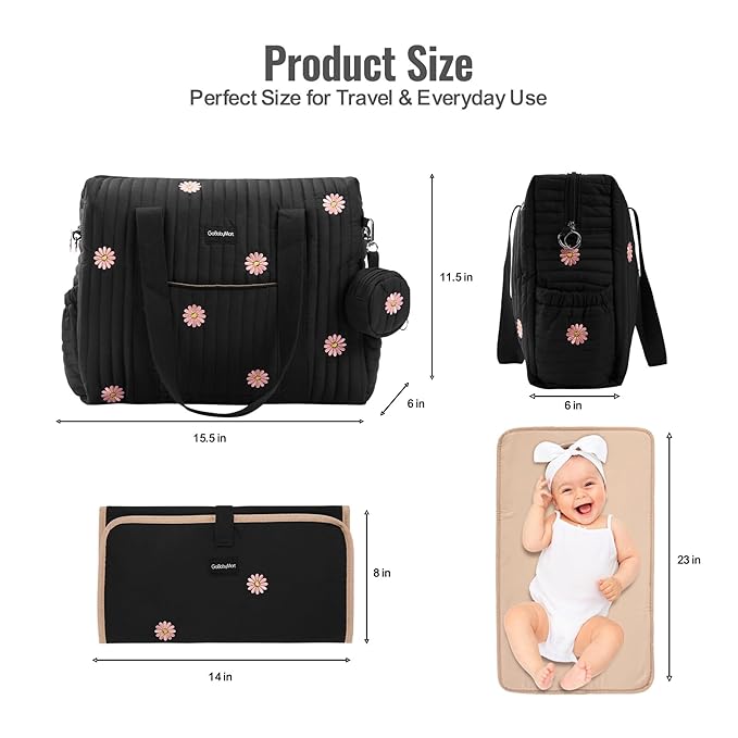 3pc Diaper Bag Tote Set, Hospital Bag for Labor & Delivery, Maternity Travel Bag with Changing Pad & Pacifier Case