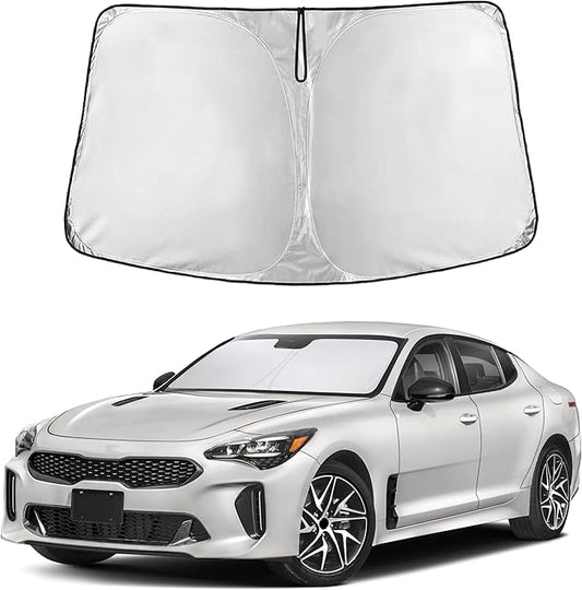 EcoNour Windshield Sun Shade Compatible for Kia Stinger 2018-2023 Front Window Sunshade Foldable Sun Visor UV & Heat Blocking Protection