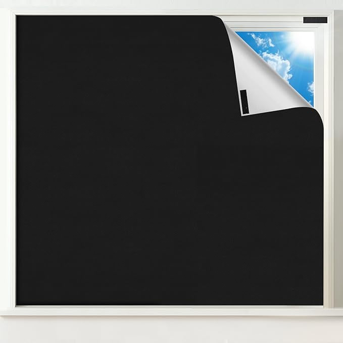 Blackout Window Cover, Portable Window Blinds,Travel DIY Window Blackout Curtains for Bedroom,Baby Nursery,Dorm Room and Media Room (Black 39"x57")