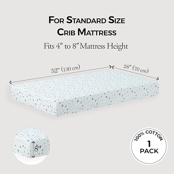Dreamology Crib Sheets Cotton for Boys, Girls, Soft & Breathable,1 Pack Baby Crib Sheet | 100% Muslin Cotton Crib Sheets for Standard Cribs, Toddler Bed Sheets, 28x52 Crib Mattress Sheets | Planets