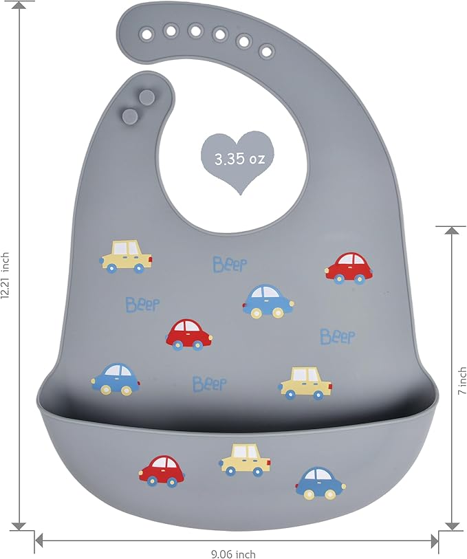 BEBE FAVOUR 2 Pack Silicone Baby Bibs Adjustable Fit Waterproof Bib With Leak Proof Food Pouch Catcher for Eating Boys Girls