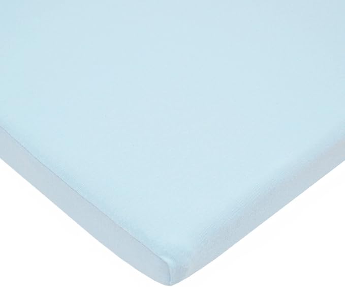 American Baby Company 15" x 33" Fitted Bassinet Sheet, 100% Natural Cotton Jersey Knit, Baby Blue, Soft Breathable, for Boys and Girls