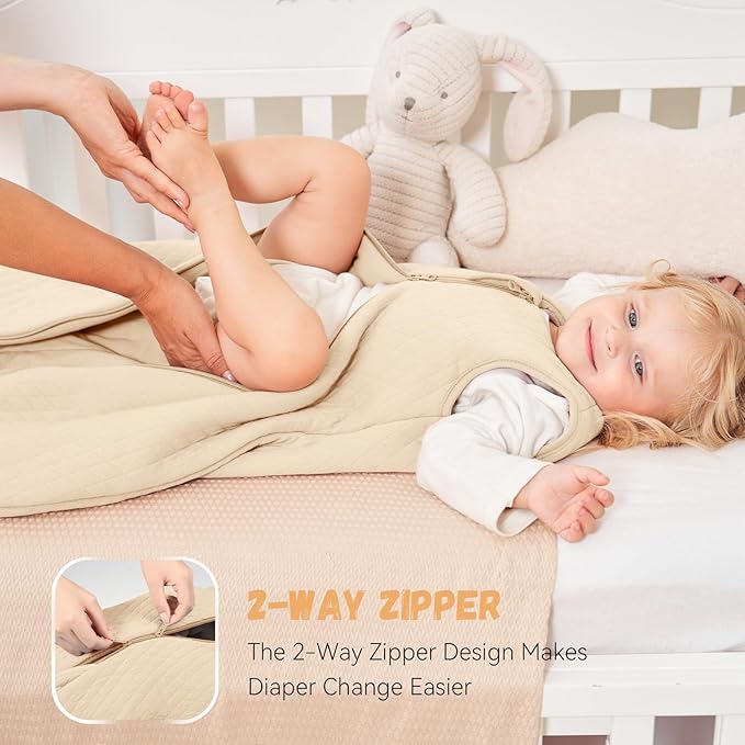 Yoofoss Baby Sleep Sack 12-18 Months TOG 2.5 Winter Baby Wearable Blanket, 100% Organic Cotton Toddler Sleeping Sack 2-Way Zipper Warm Quilted Sleep Sack