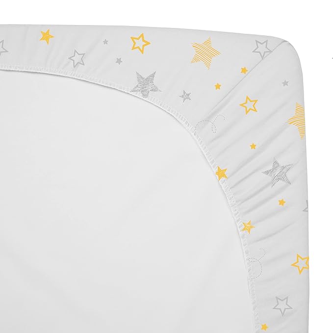 American Baby Company 2 Pack 100% Natural Cotton Fitted Crib Sheets 52" x 28" - Soft, Breathable, Hypoallergenic & Gentle Toddler Bed Sheets, Golden Yellow Star/Yellow, Neutral for Boys & Girls