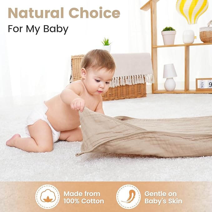 Hooded Baby Towels for Newborn 2 Pack, 36x36 Inch Muslin Cotton Baby Bath Towel and 2 Pack Washcloths for Babies, Soft and Absorbent Newborn Essential(Apricot and Dinasour)