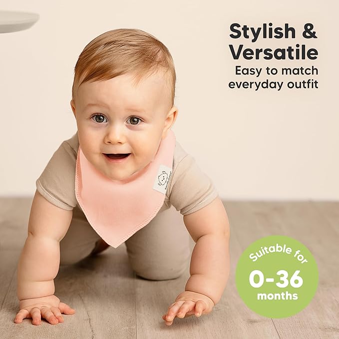 KeaBabies 8-Pack Organic Baby Bandana Bibs for Girls - Super Absorbent Triangle Baby Bibs for Drooling and Teething Infant, 100% Cotton Extra Soft for Newborn, Infant 0-36 Months (Dew)