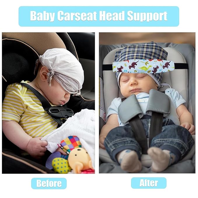 2 Pcs Baby Head Support Band for Stroller Car Seat Neck Relief and Head Support Holder for Kids Children Toddler Infant(Blue)